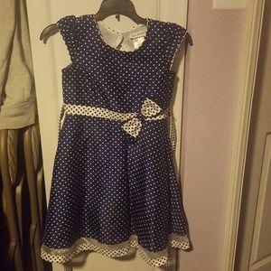Blue and white polka dot dress Size 7